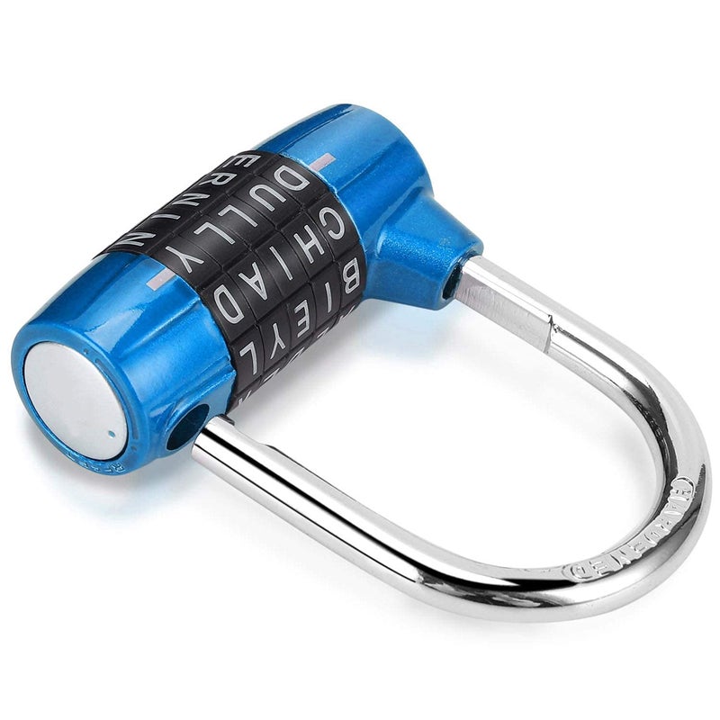 Cluckyu Gym Locker Lock,5 Letter Heavy Duty Alloy Padlock Password Sturdy Security Padlock-Easy to Set Your Own Keyless Resettable Combo-Blue - Image 5
